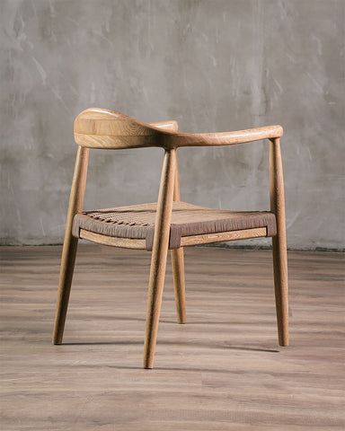 Silla Romana Roble Tejida Beige