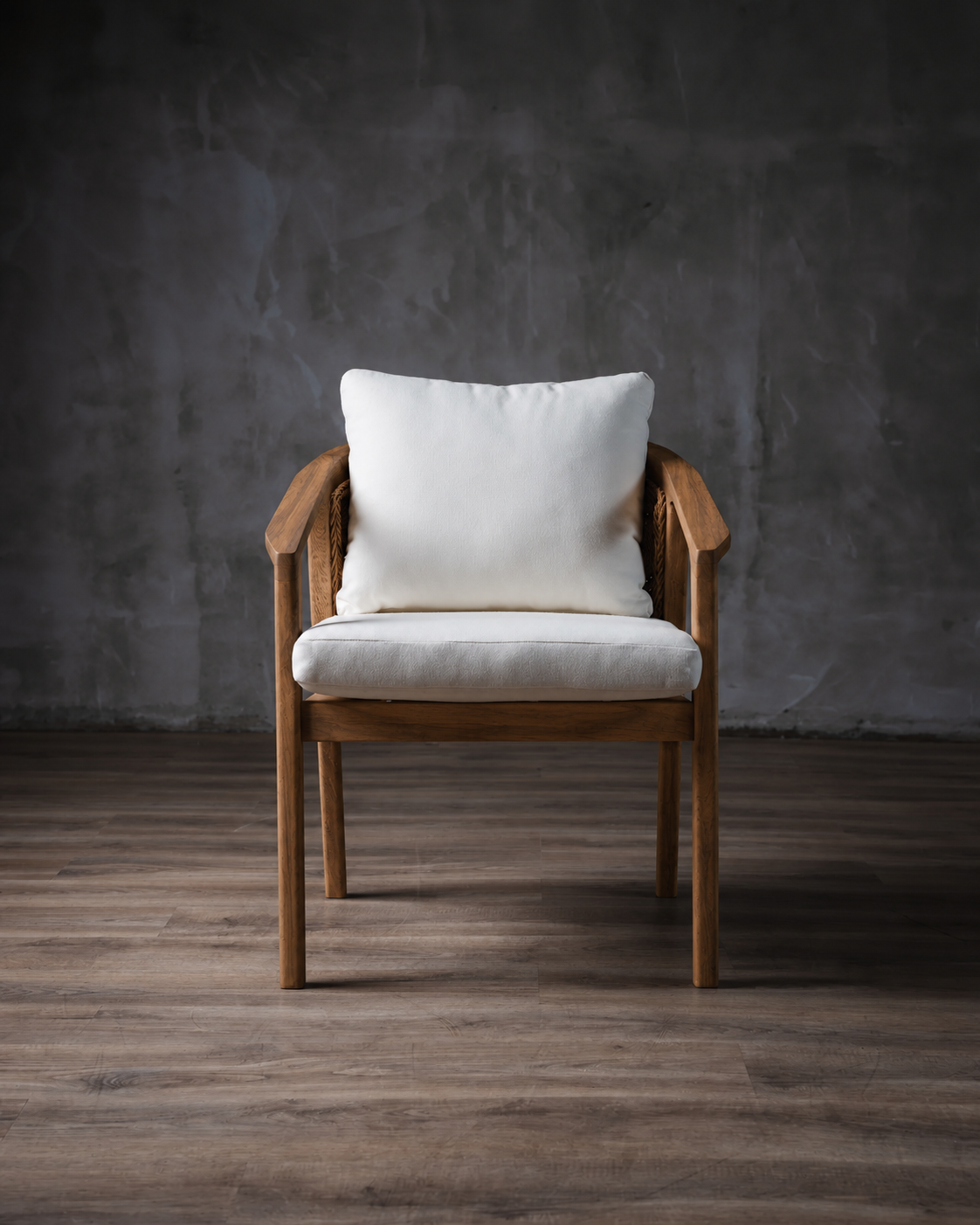 Silla Caserta en Parota Tejido Ratán Torcido Beige