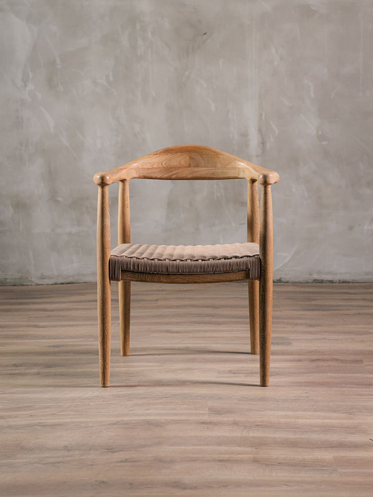 Silla Romana Roble Tejida Beige