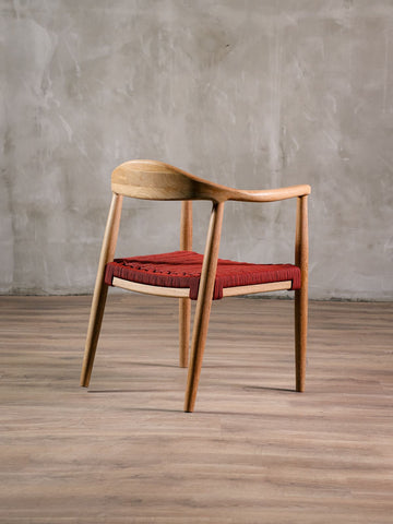 Silla Romana Roble Tejido Terracota