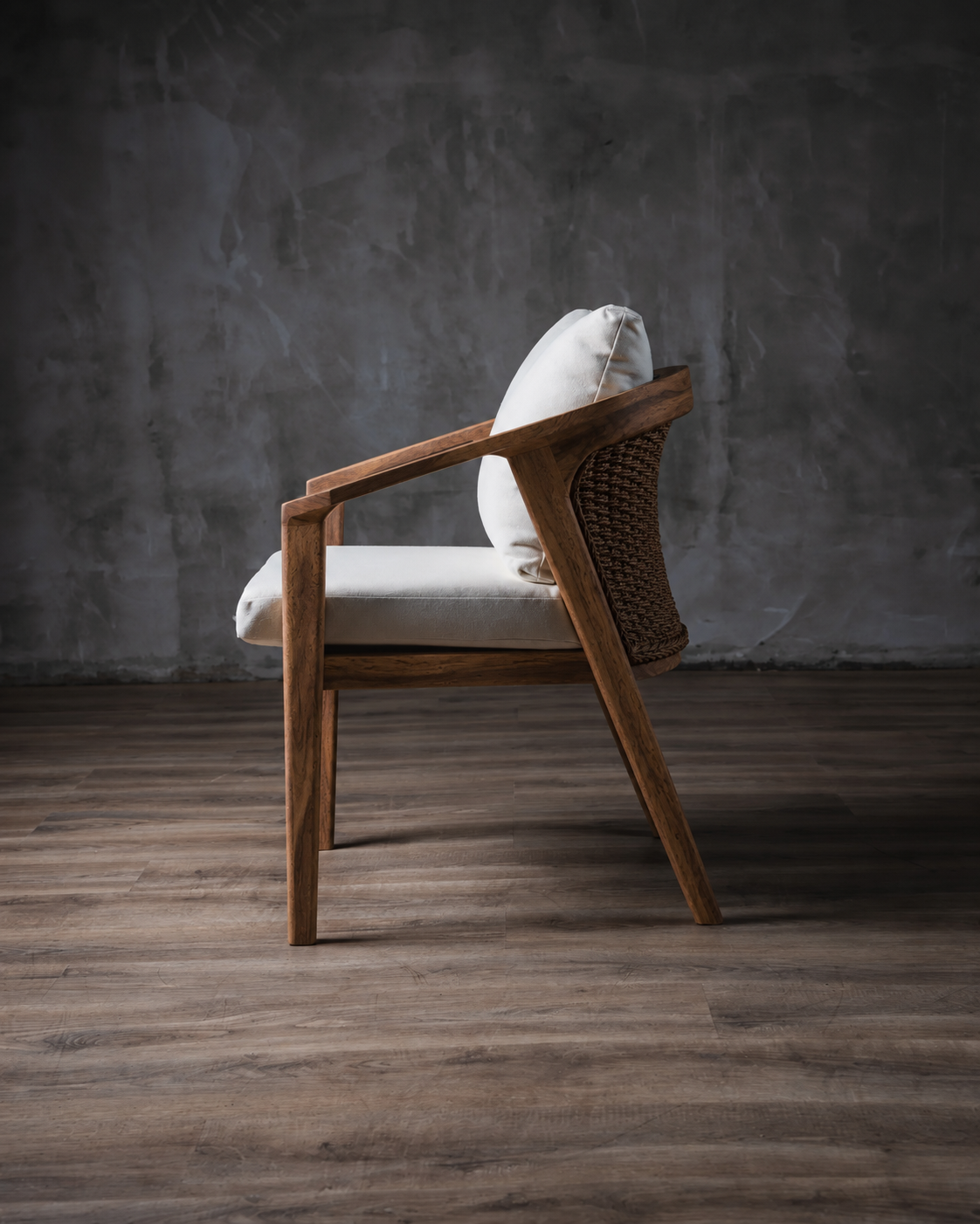 Silla Caserta en Parota Tejido Ratán Torcido Beige