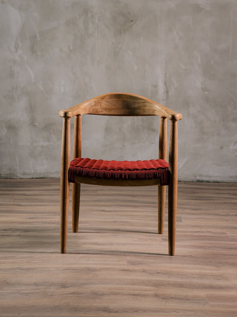 Silla Romana Roble Tejido Terracota