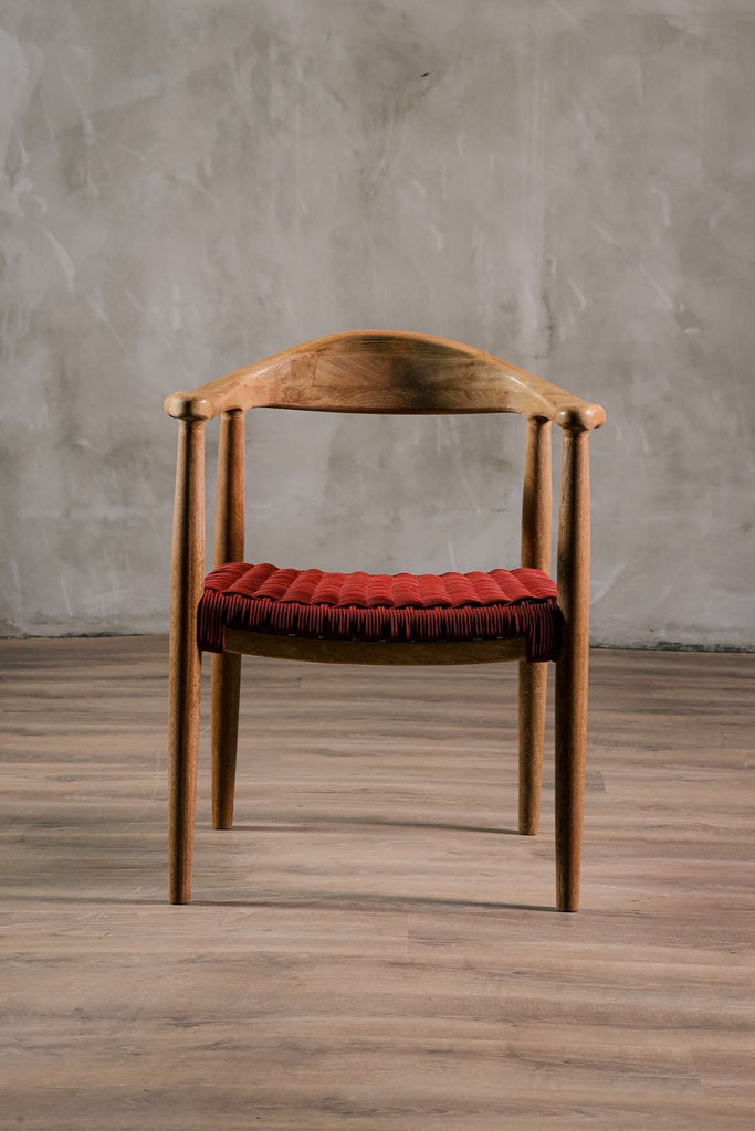 Silla Romana Roble Tejido Terracota