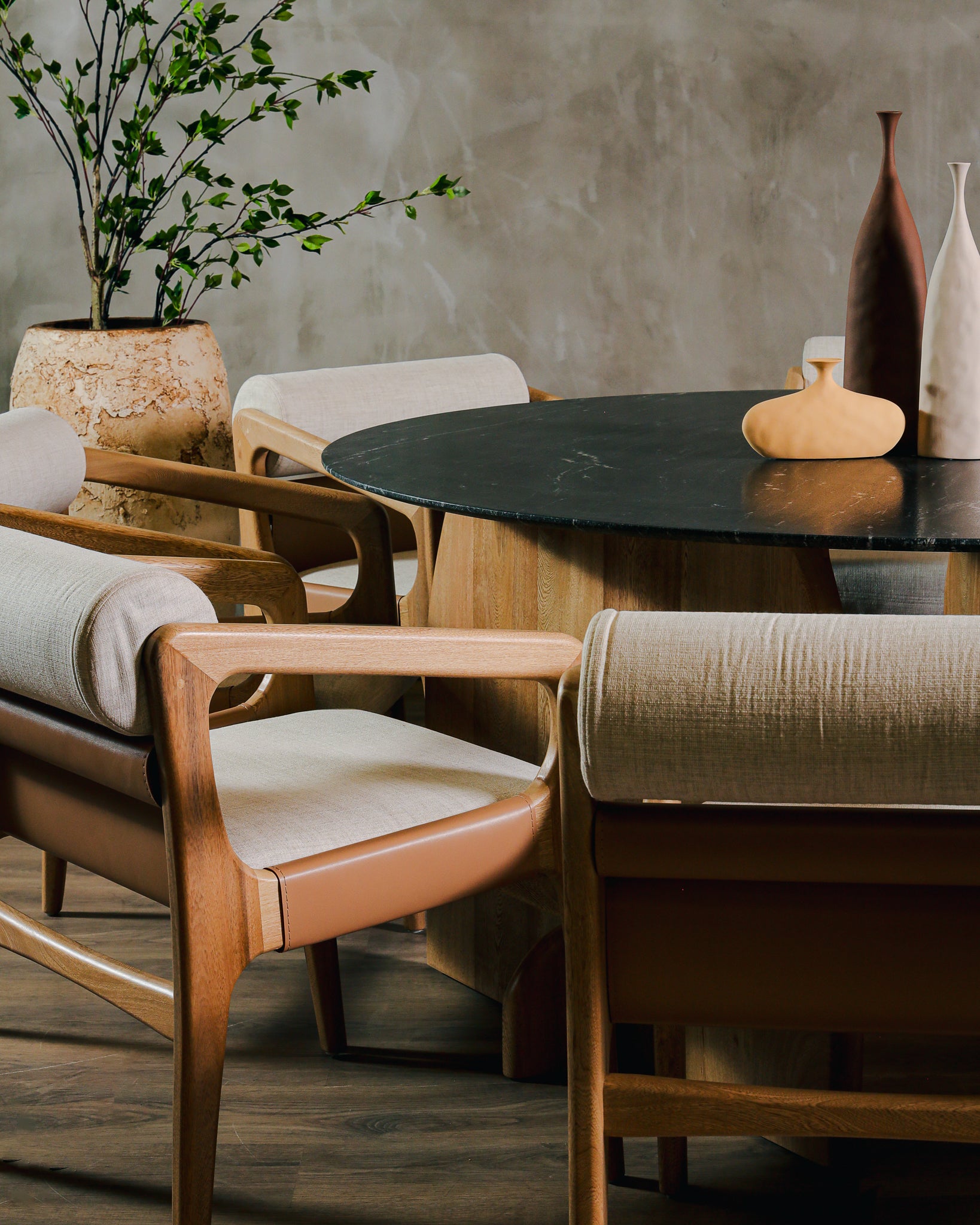 Mesa Comedor Amorino Roble y Granito