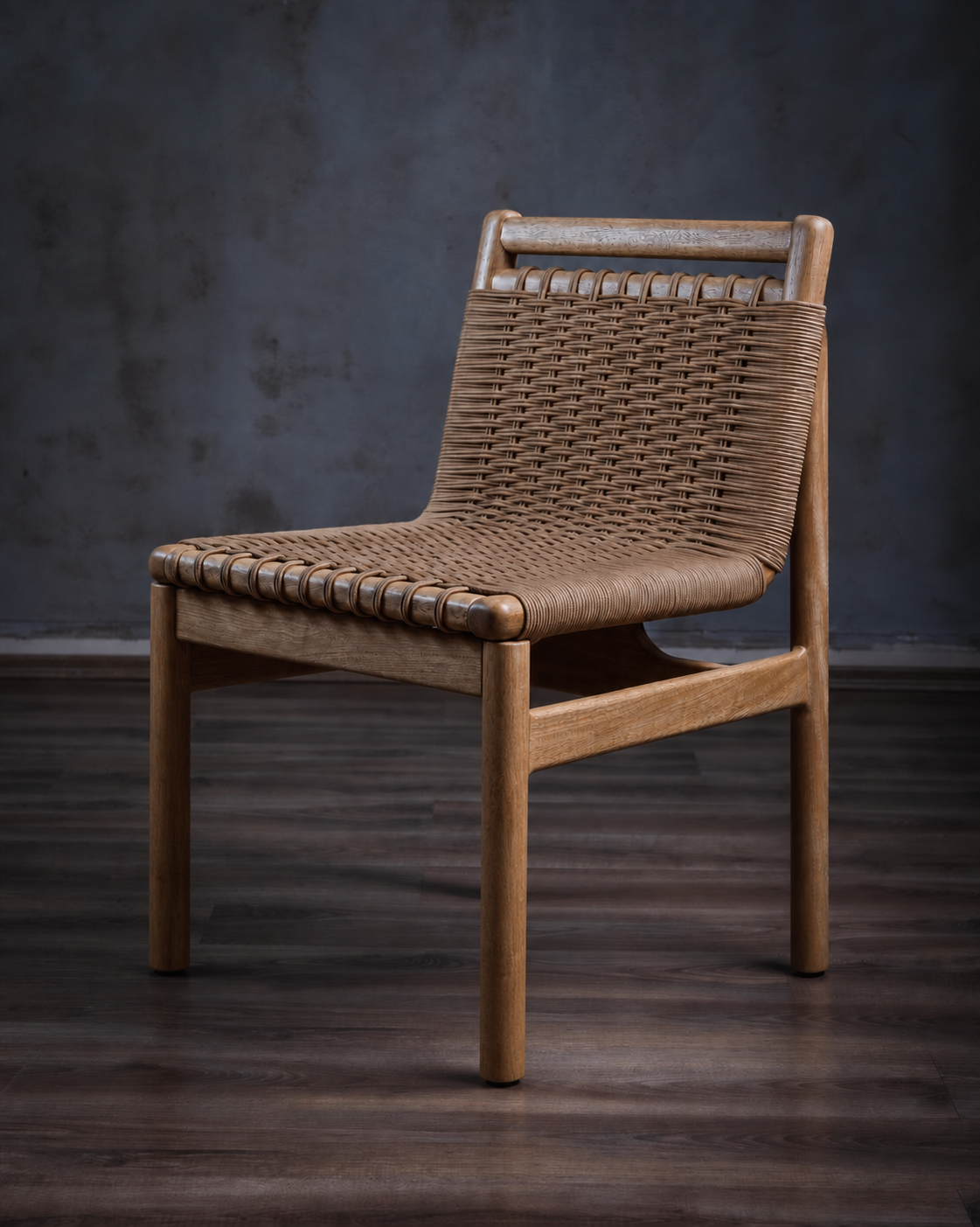 Silla Bekan Sin Descansabrazos en Roble Tejido Piola Beige