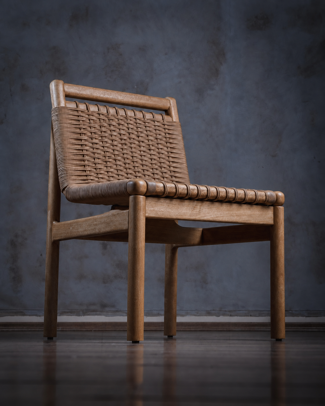Silla Bekan Sin Descansabrazos en Roble Tejido Piola Beige