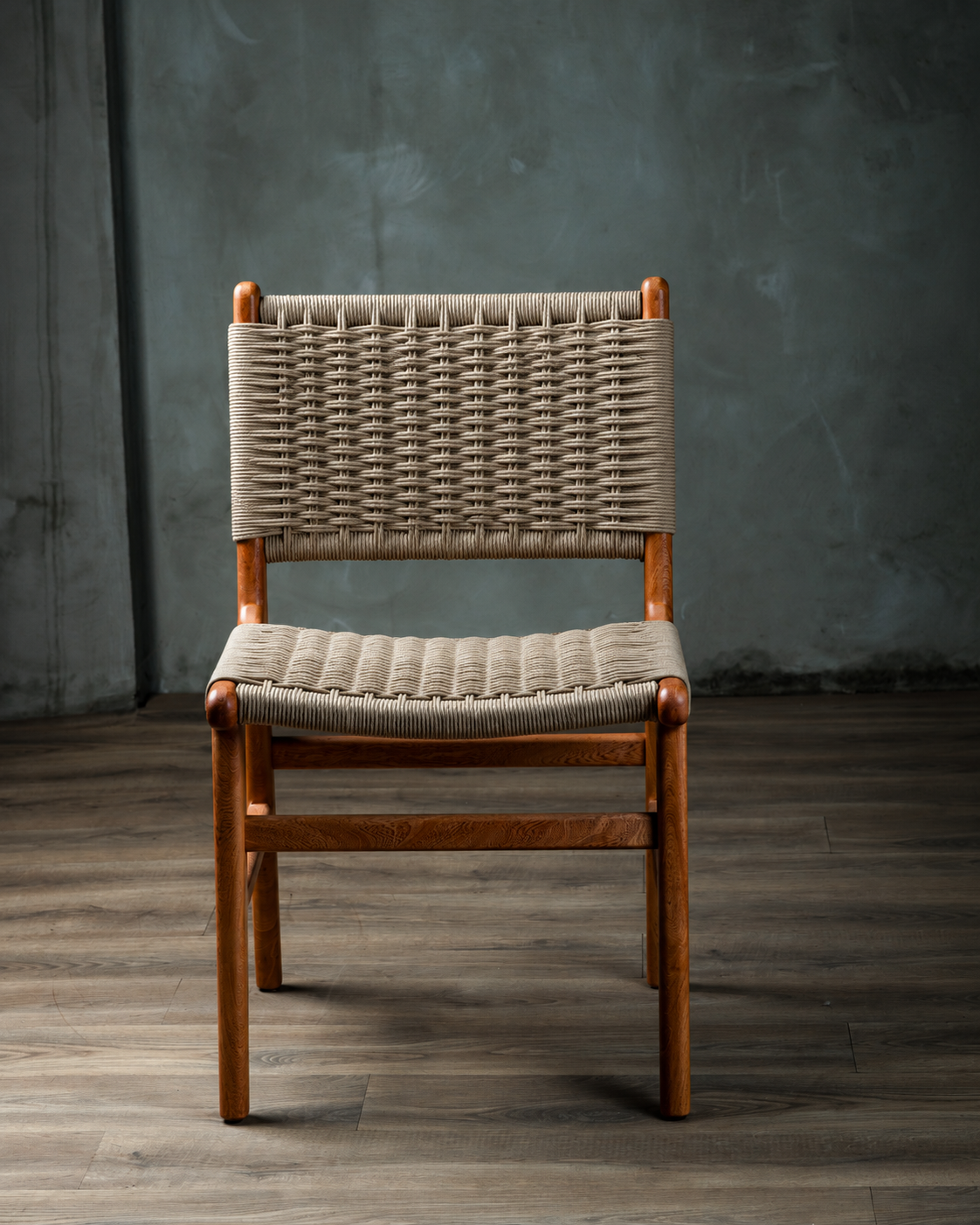 Silla Saka en Parota Tejido Beige