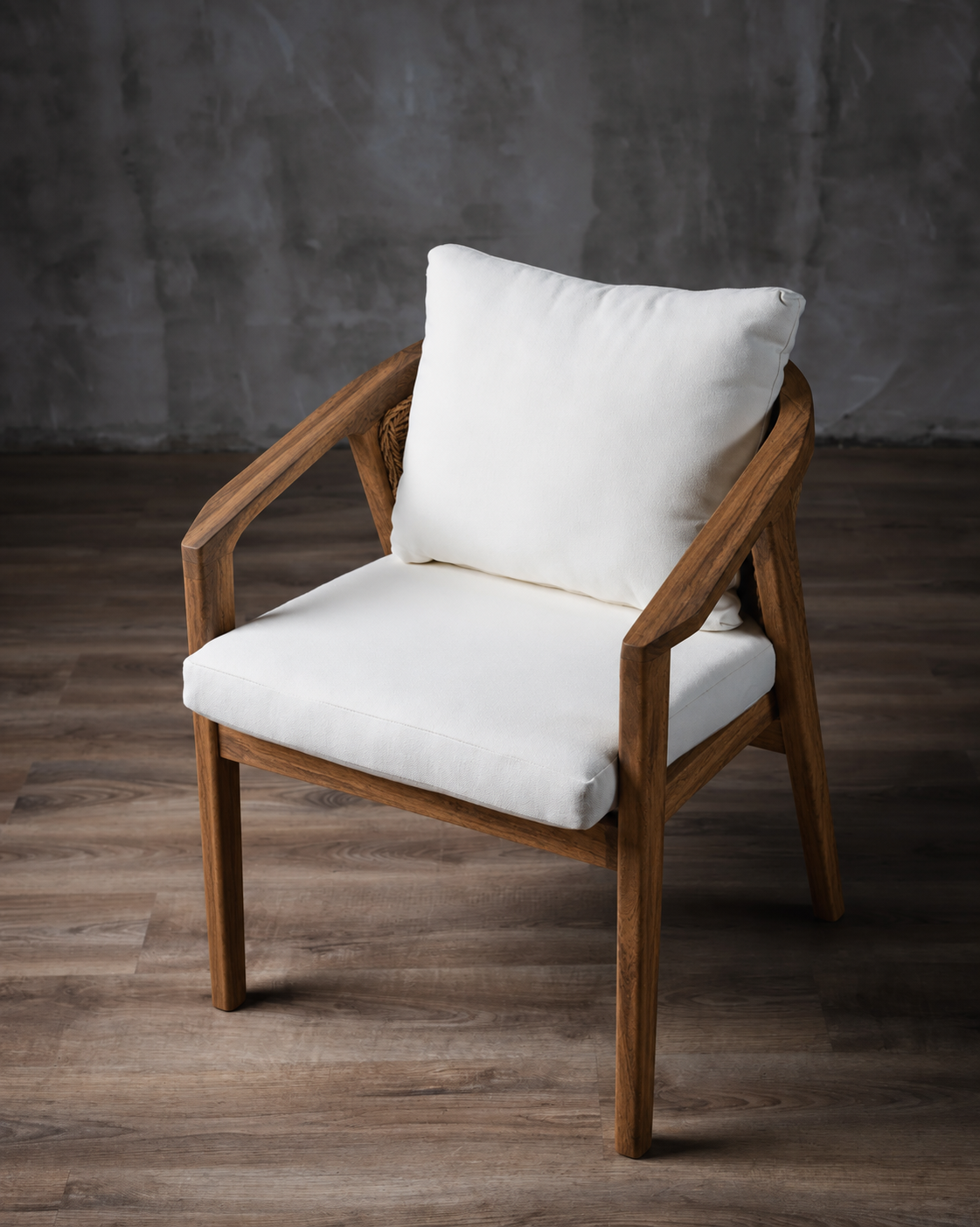 Silla Caserta en Parota Tejido Ratán Torcido Beige