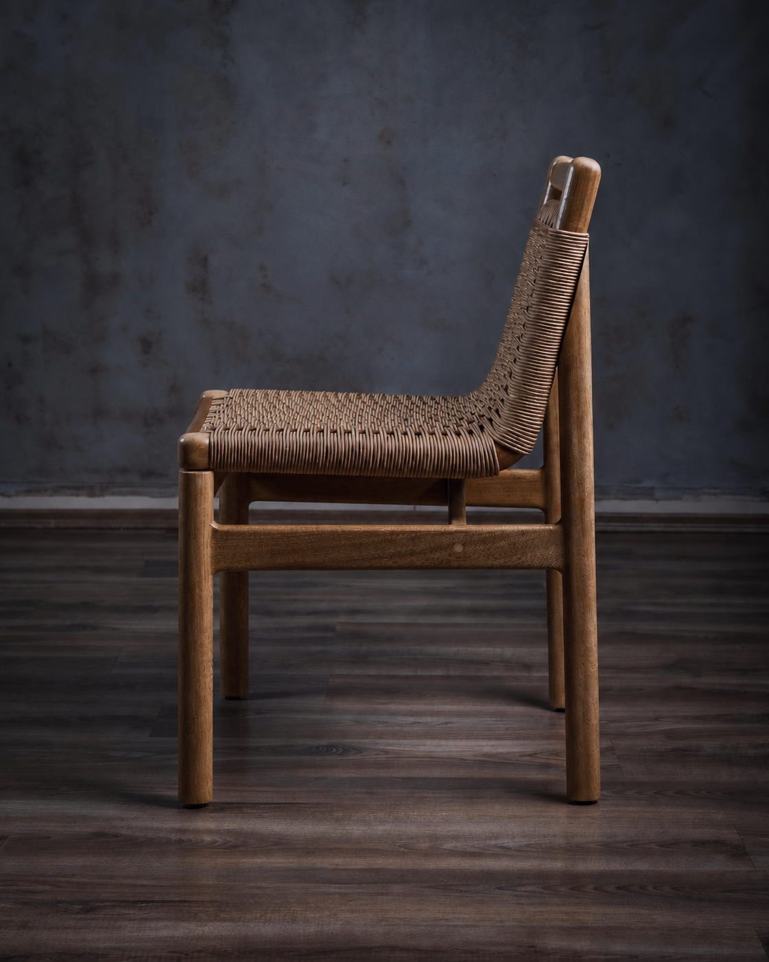 Silla Bekan Sin Descansabrazos en Roble Tejido Piola Beige