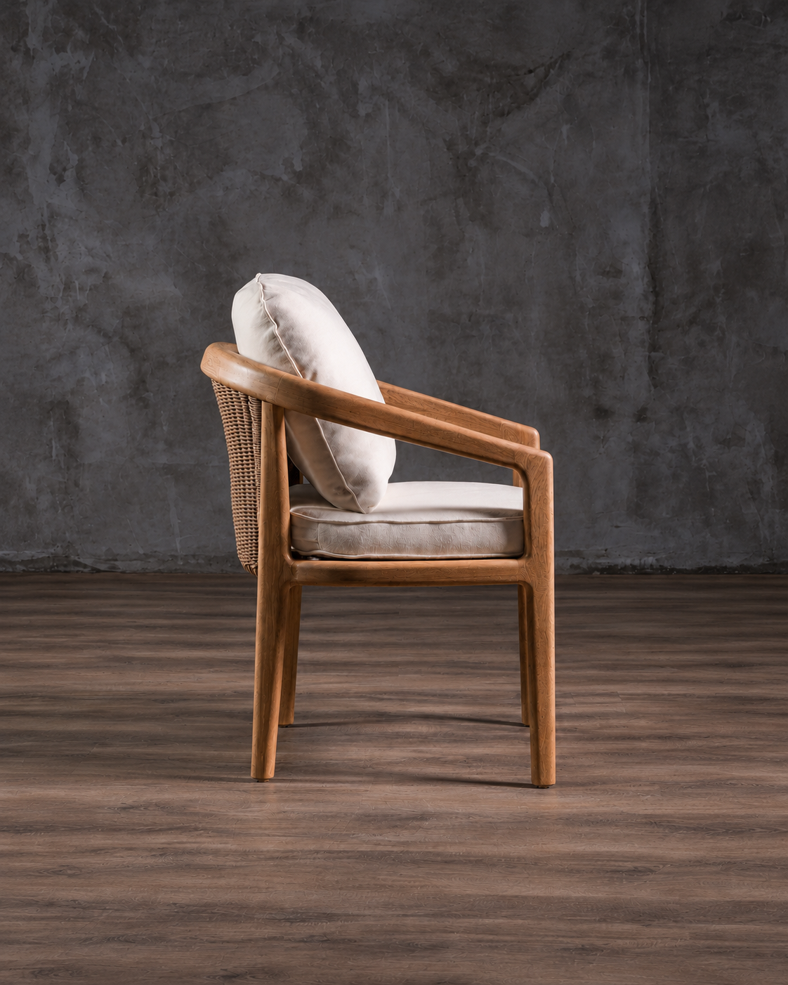 Silla Barletta en Roble Tejido Completo Piola Beige