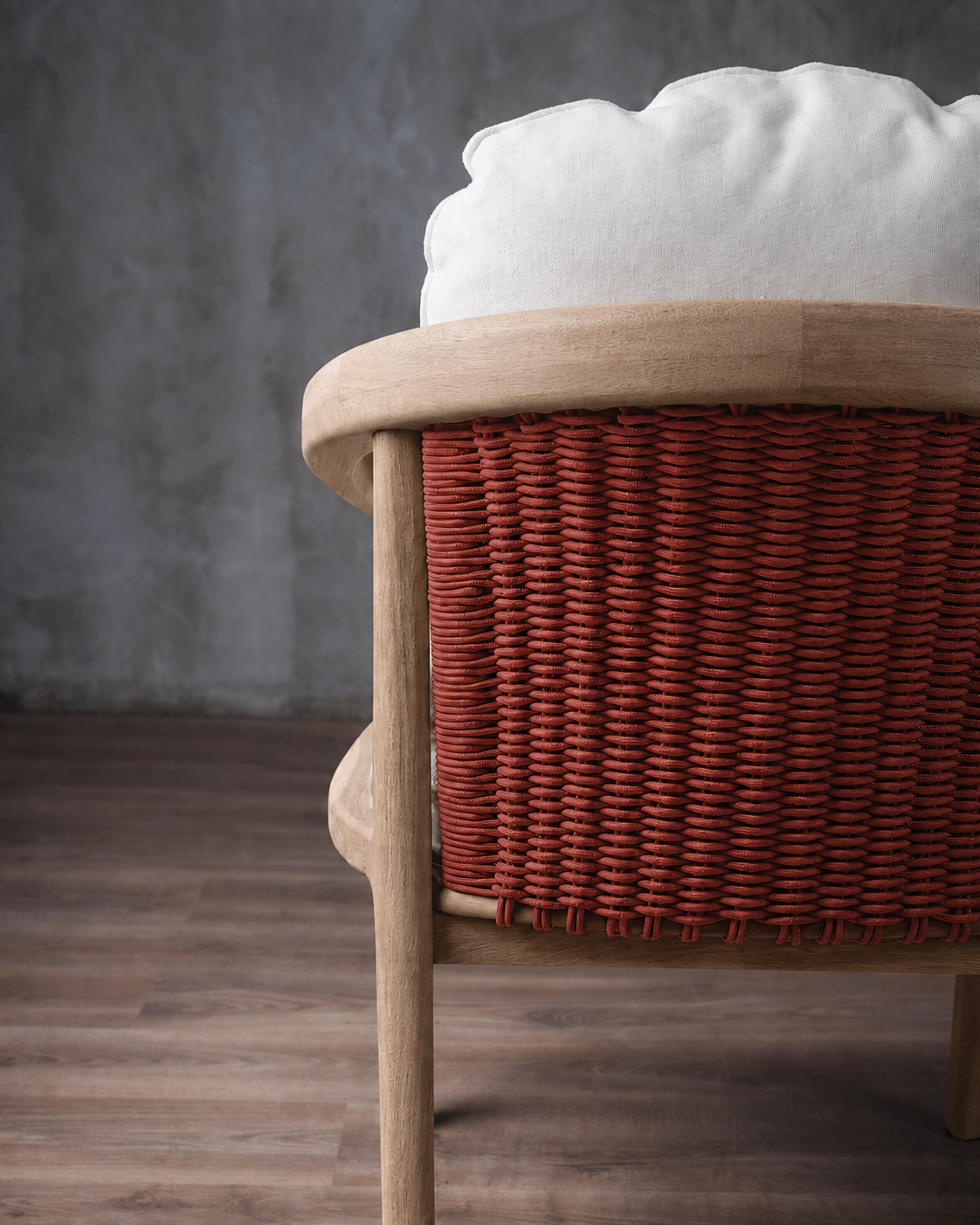 Silla Barletta en Roble Tejido Completo Corda Terracota