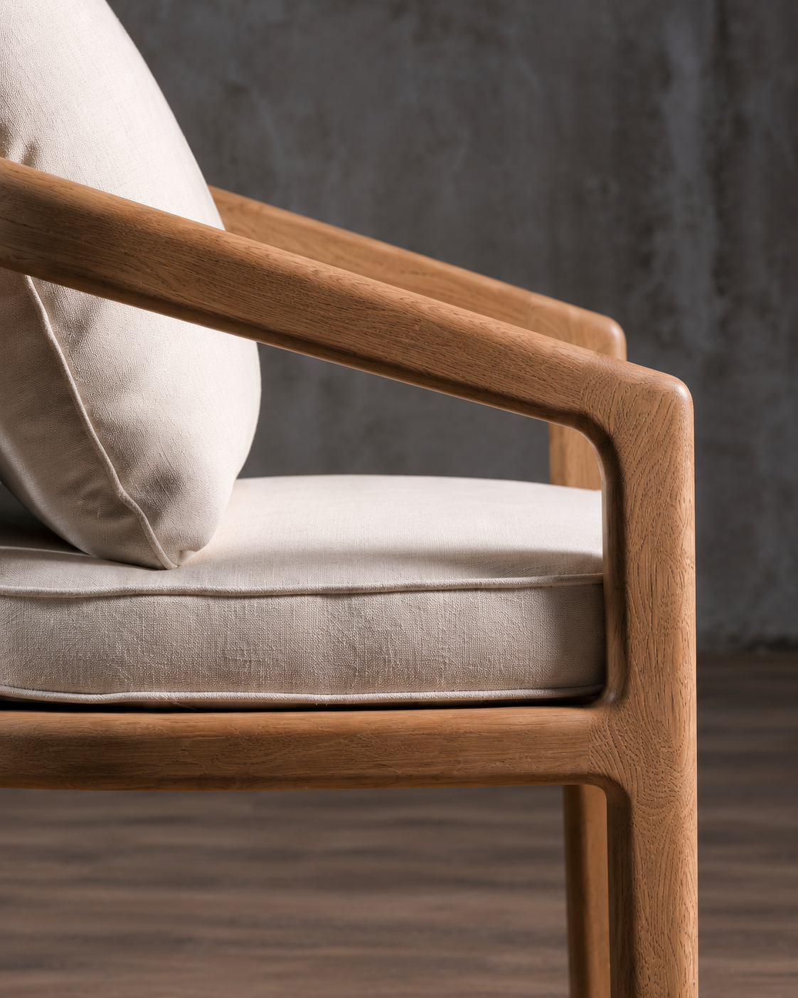 Silla Barletta en Roble Tejido Completo Piola Beige