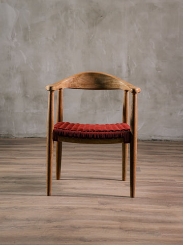 Silla Romana Roble Tejido Terracota