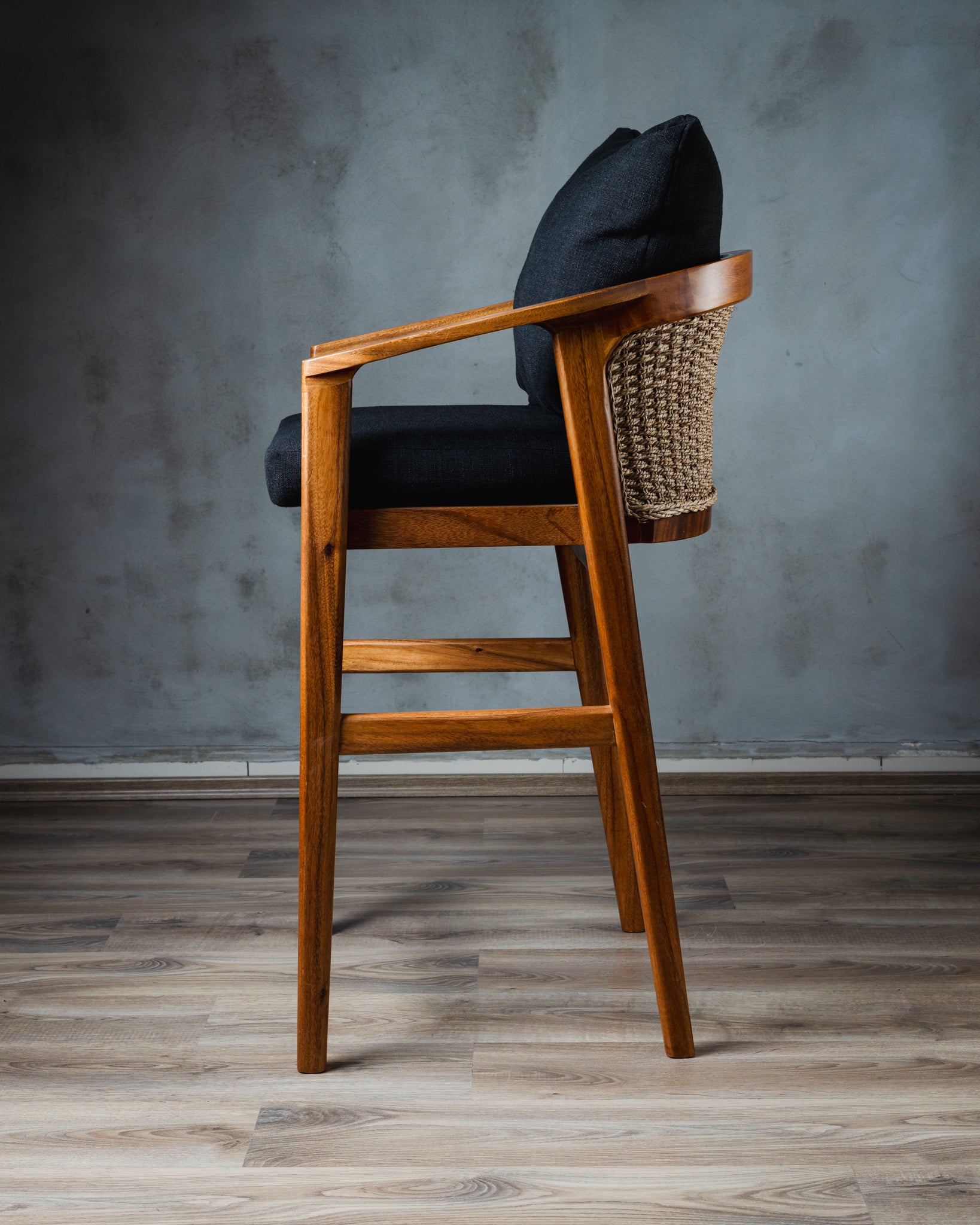 Banco Caserta Parota Tejido con descansabrazos