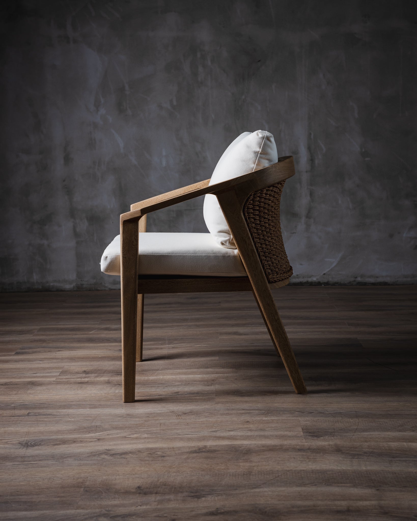 Silla Caserta Roble Tejido Beige