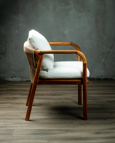 Silla Amalia en Parota Tejido Exterior Beige