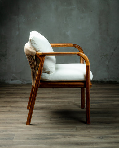 Silla Amalia en Parota Tejido Exterior Beige