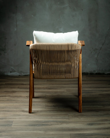Silla Amalia en Parota Tejido Exterior Beige
