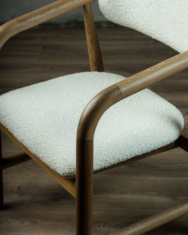 Silla Roble Blanca Tela Felpuda-