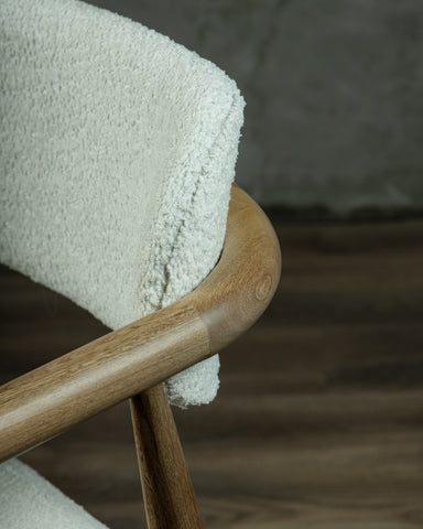 Silla Roble Blanca Tela Felpuda-
