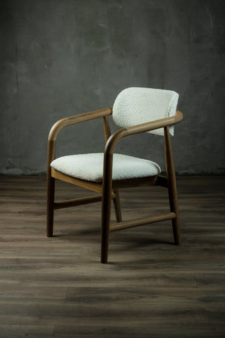 Silla Roble Blanca Tela Felpuda-