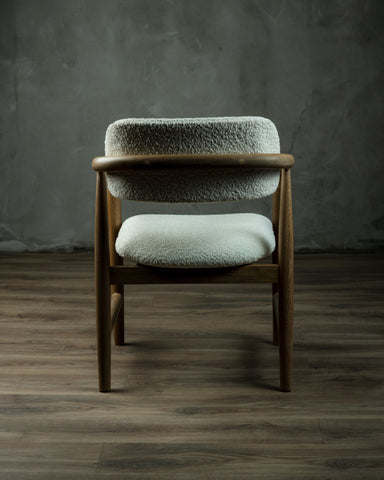 Silla Roble Blanca Tela Felpuda-