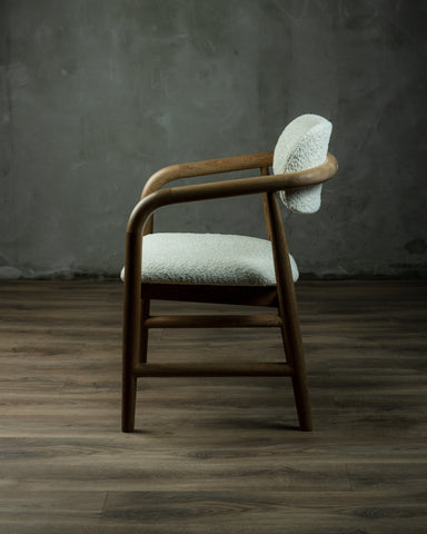 Silla Roble Blanca Tela Felpuda-