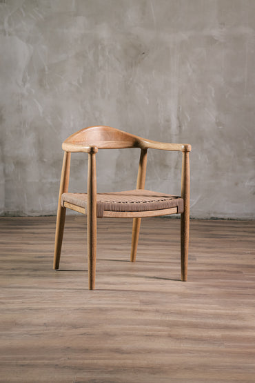 Silla Romana Roble Tejido Beige